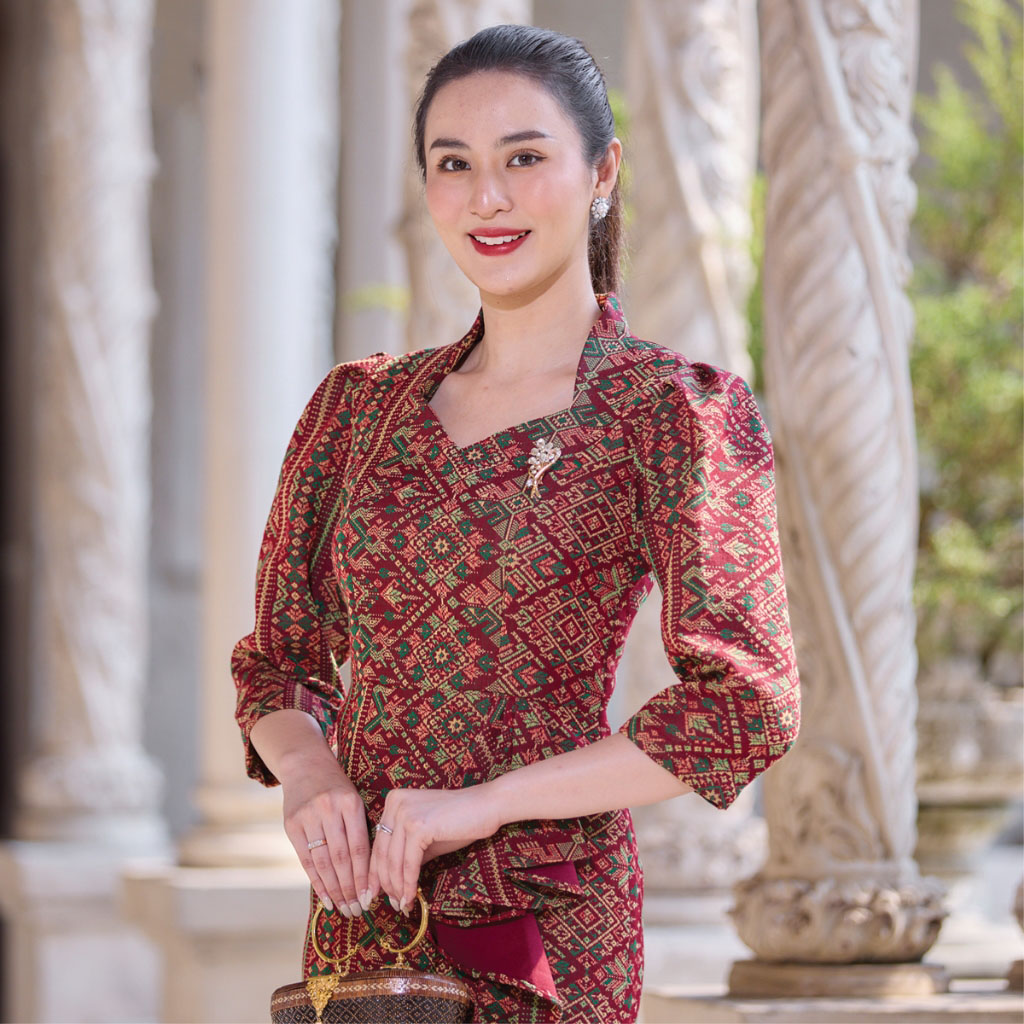 kudapy ชุดเดรสผ้าไทย ผ้าฝ้าย ทอลาย ฉัตรสวรรค์ - ชุดออกงาน ทำงาน ปาตี้ งานเลี้ยง