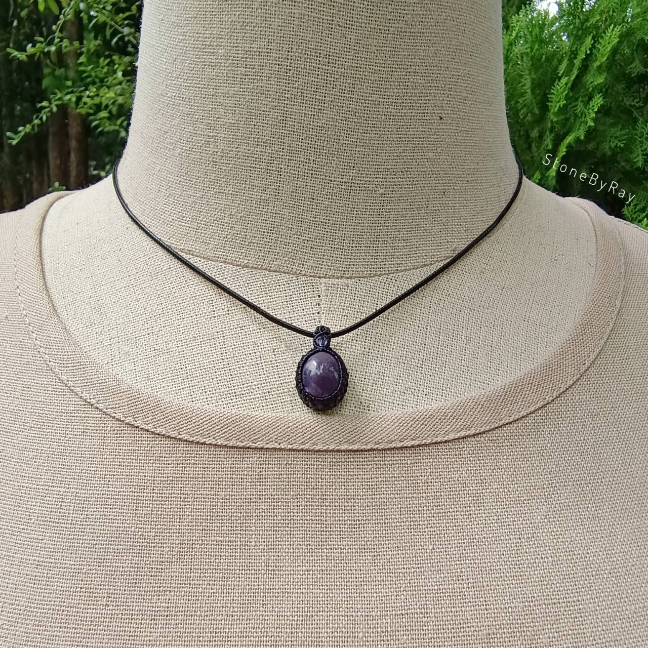 สร้อยคอจี้เชือกถักหินซูกิไลท์(Sugilite)