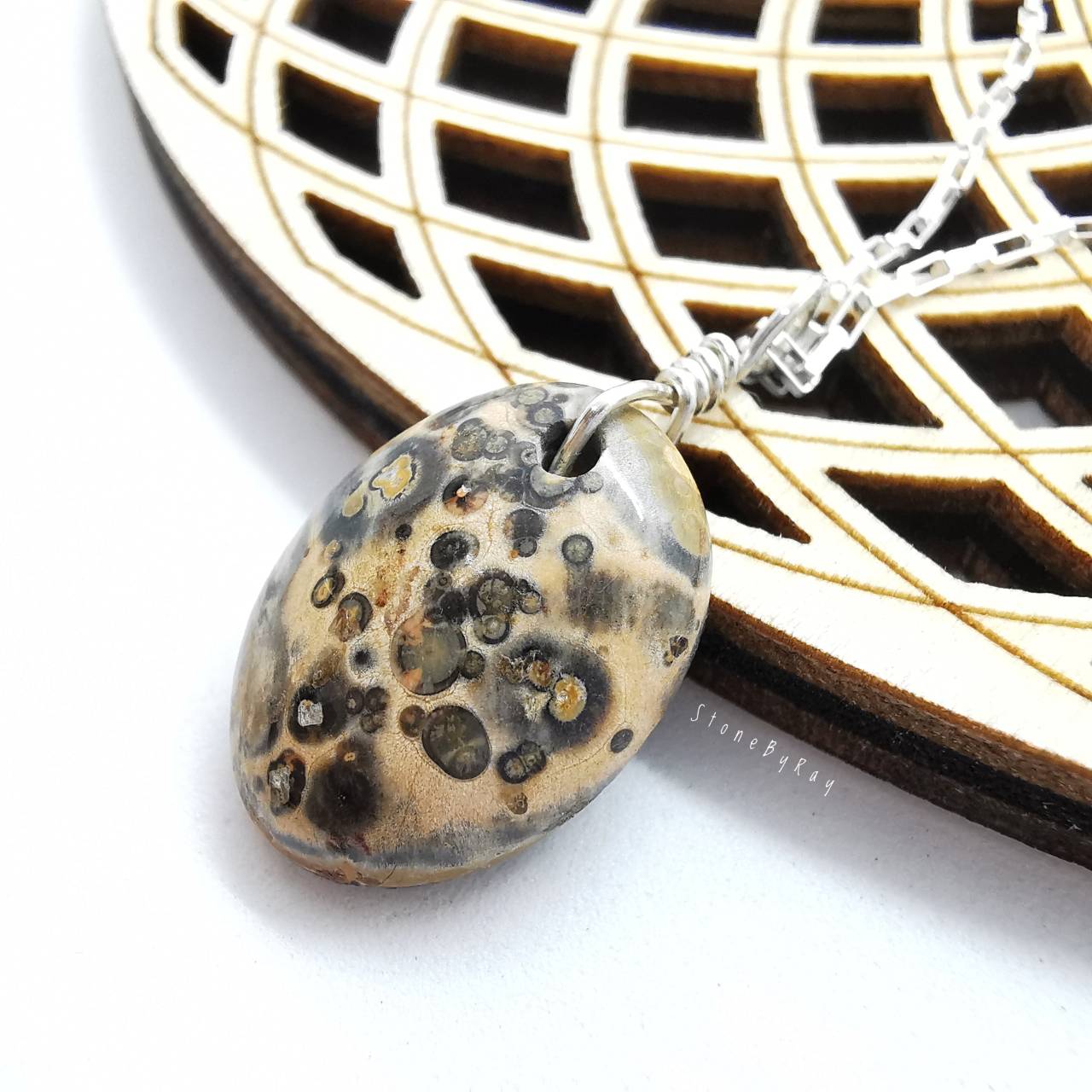 สร้อยคอเงินจี้หินลีโอพาร์ดสกินแจสเปอร์ Leopard Skin Jasper