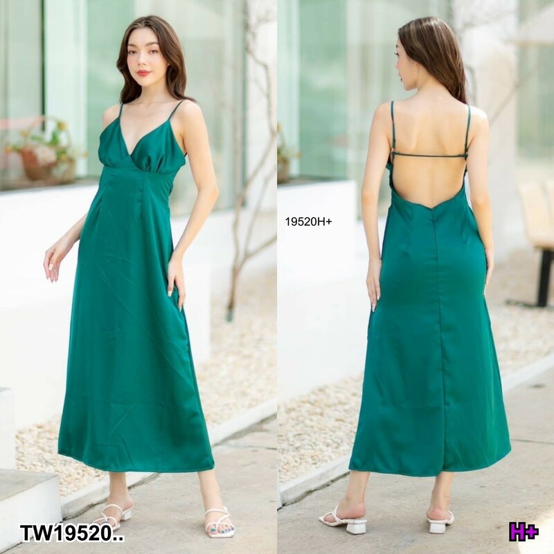 kudapy เดรสยาวสายเดี่ยว แต่งห่วงด้านหลังเพิ่มความSexy มีซับในตัว ซิปหลังช่วงกระโปรง