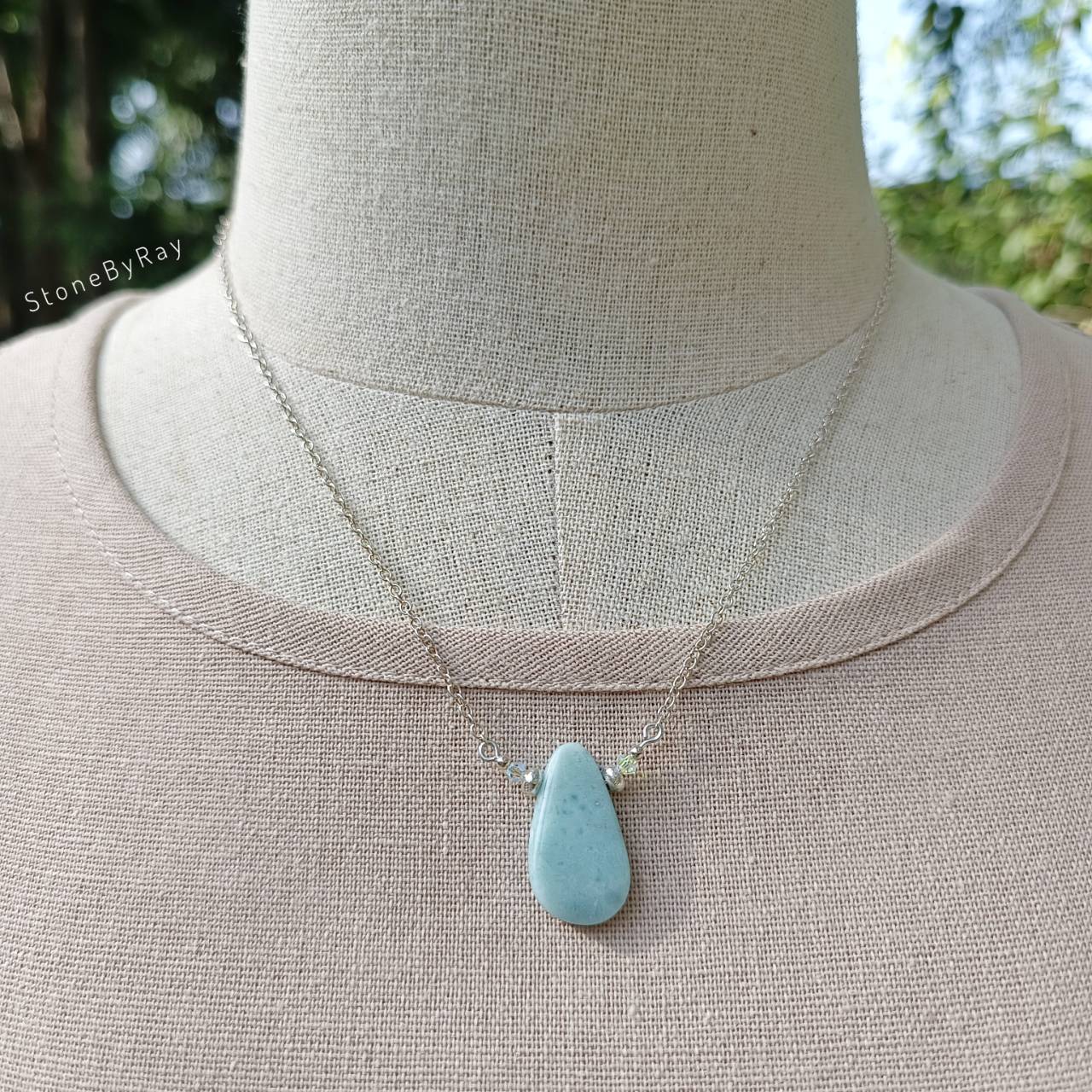 สร้อยคอเงินจี้หินลาริมาร์ Larimar