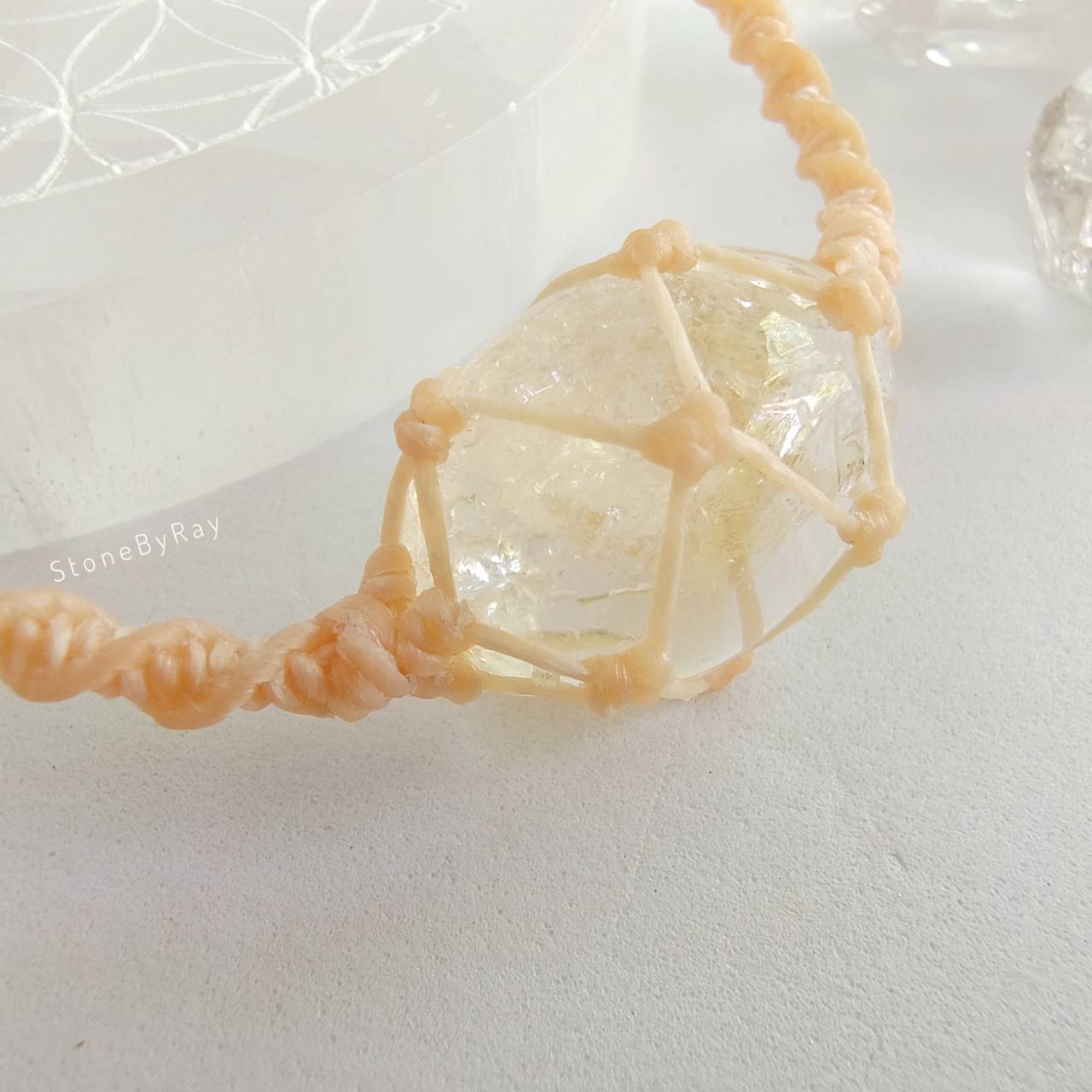 สร้อยคอเชือกถักหินจี้หินซิทริน Citrine