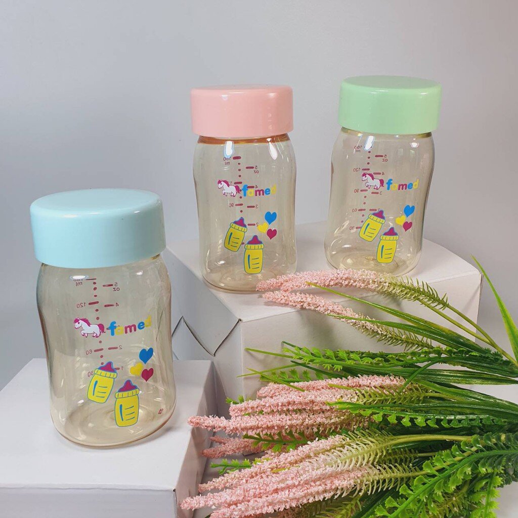ขวดเก็บน้ำนม ขวดนม PPSU สีชา ขวดเก็บน้ำนมแม่ ใส่กับกรวยปั๊มนมได้ ขวดเก็บสต๊อกน้ำนม BPA FREE