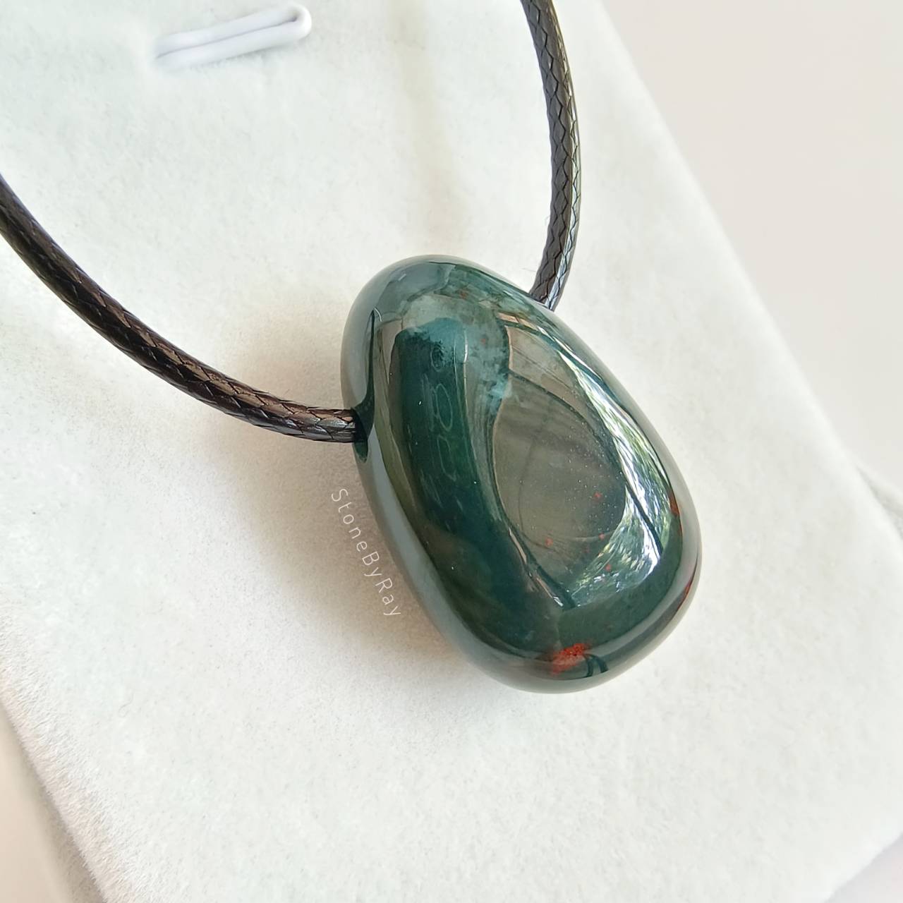 สร้อยคอเงินจี้หินเลือด Blood stone