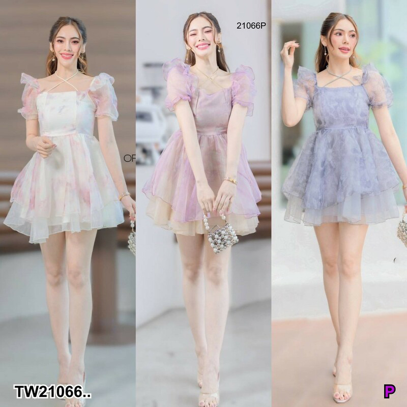 kudapy เดรสสั้นสีขาว/สีชมพู/สีเทา แขนตุ๊กตา ผ้าย่นแต่งกลิตเตอร์ ใส่แล้วไม่ร้อน โทนสีใส่ง่าย ดีไซน์สวย