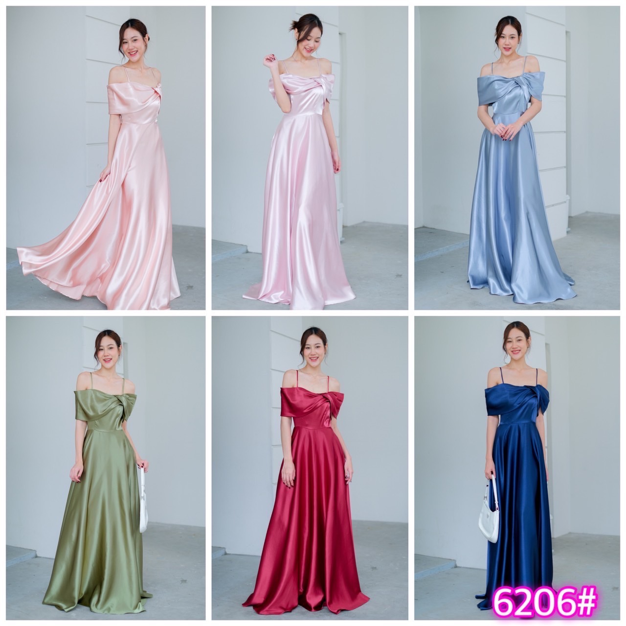 kudapy เดรสยาว เปิดบ่า อกไขว้ด้านข้าง มีสายคล้องบ่า ไม่ต้องกลัวหลุด กระโปรงบานเจ้าหญิง