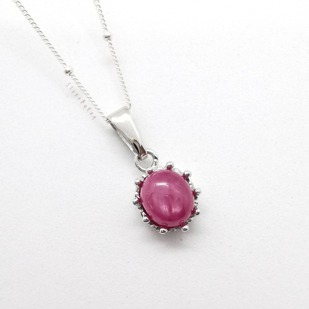 สร้อยคอเงินจี้พลอยทับทิม Ruby