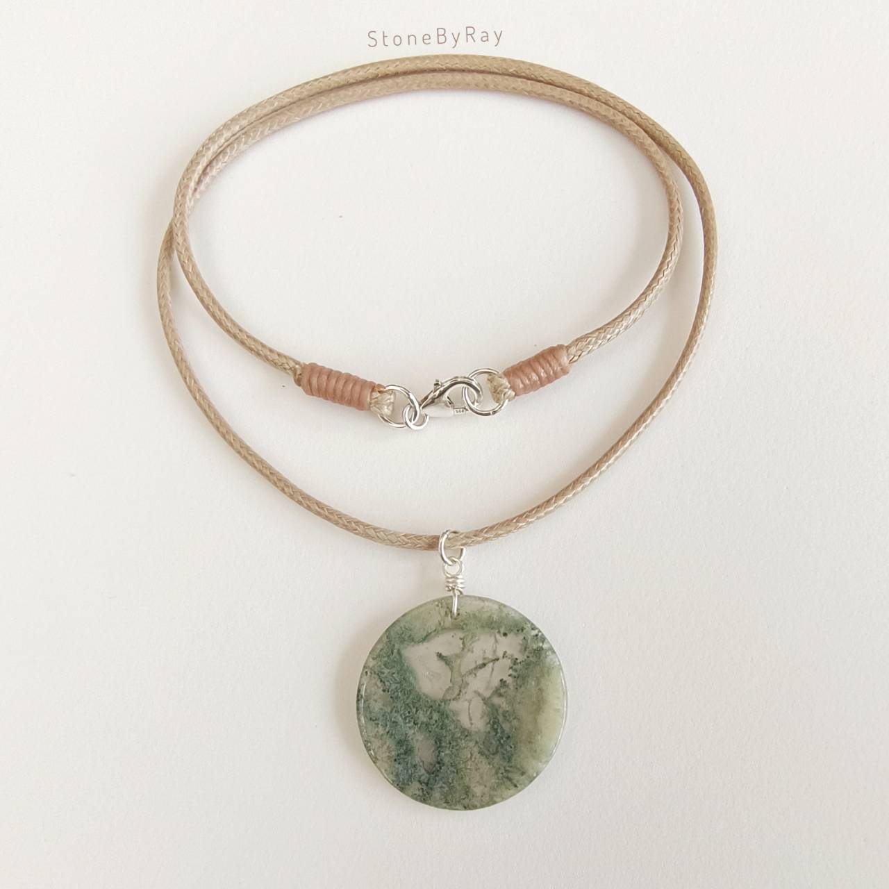 สร้อยคอเชือกจี้หินมอสอาเกต Moss Agate