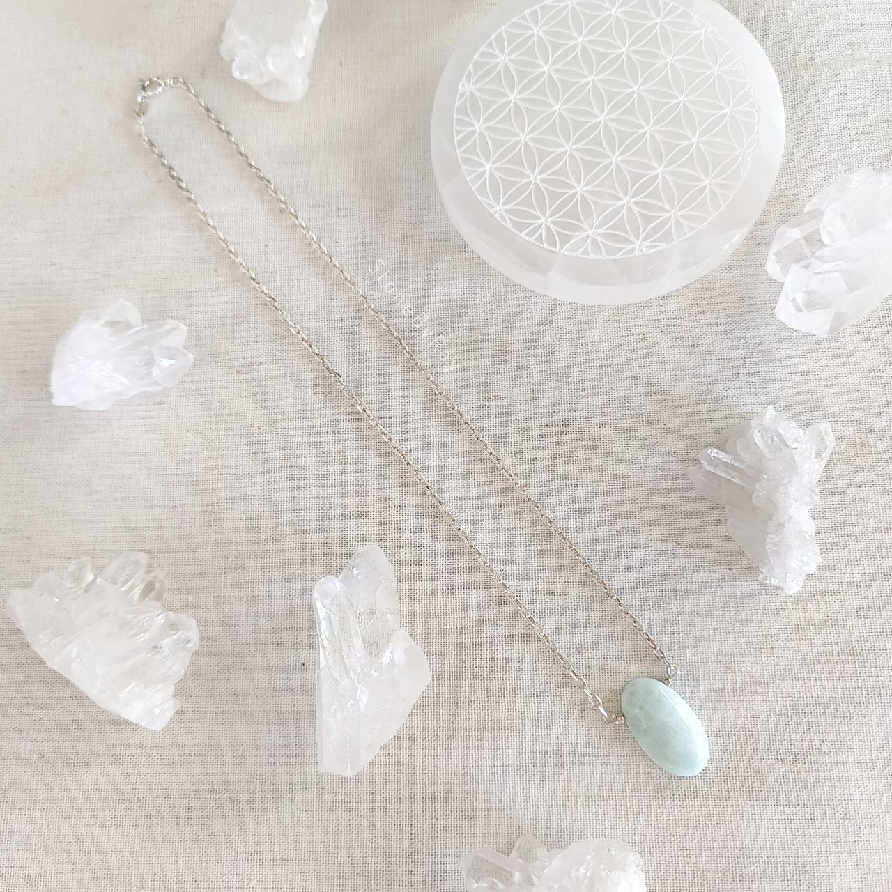 สร้อยคอเงินจี้หินลาริมาร์ Larimar