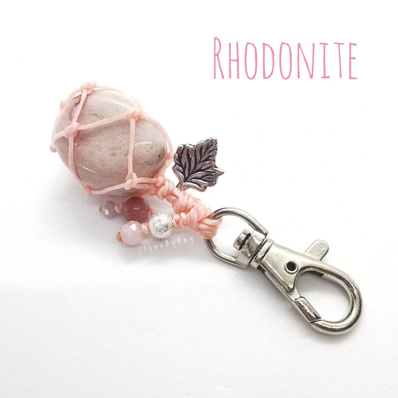 พวงกุญแจหินโรโดไนท์ Rhodonite