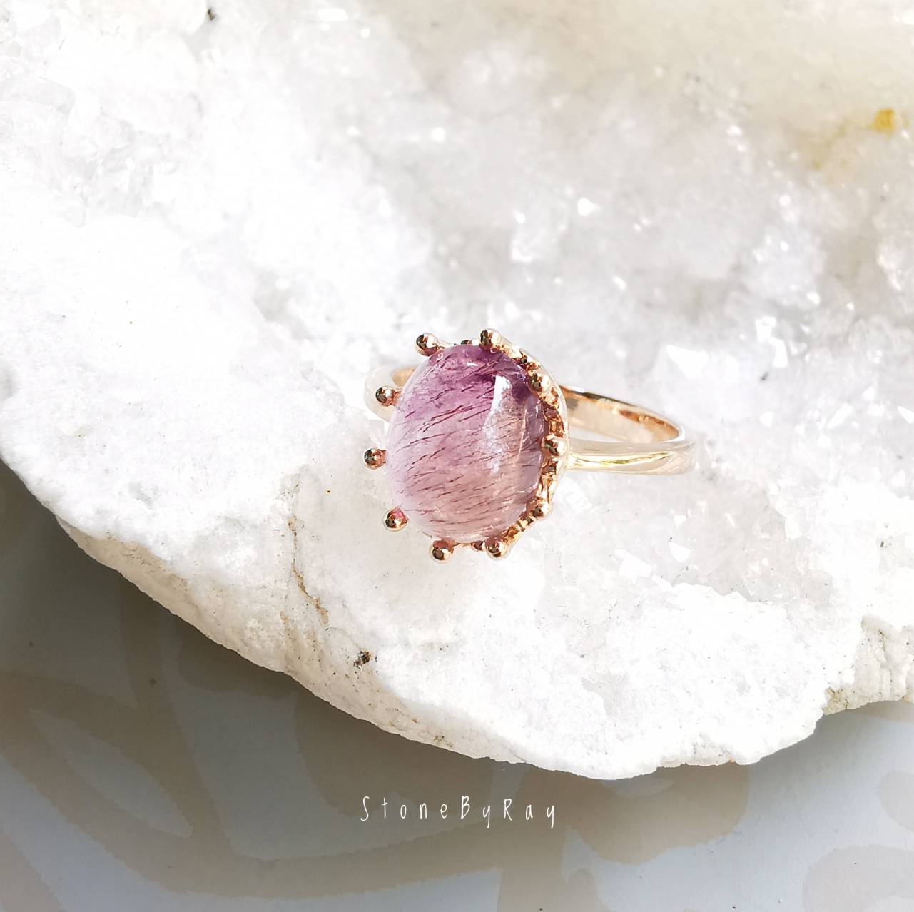 แหวนเงินหินซุปเปอร์เซเว่น(สีPink Gold)