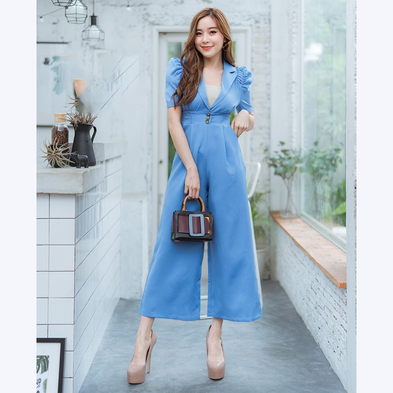 kudapy จั๊มสูทขายาวสีฟ้า,ชมพู,เขียว คอปกใส่แล้วสวยดูดีน่ารักมากๆ