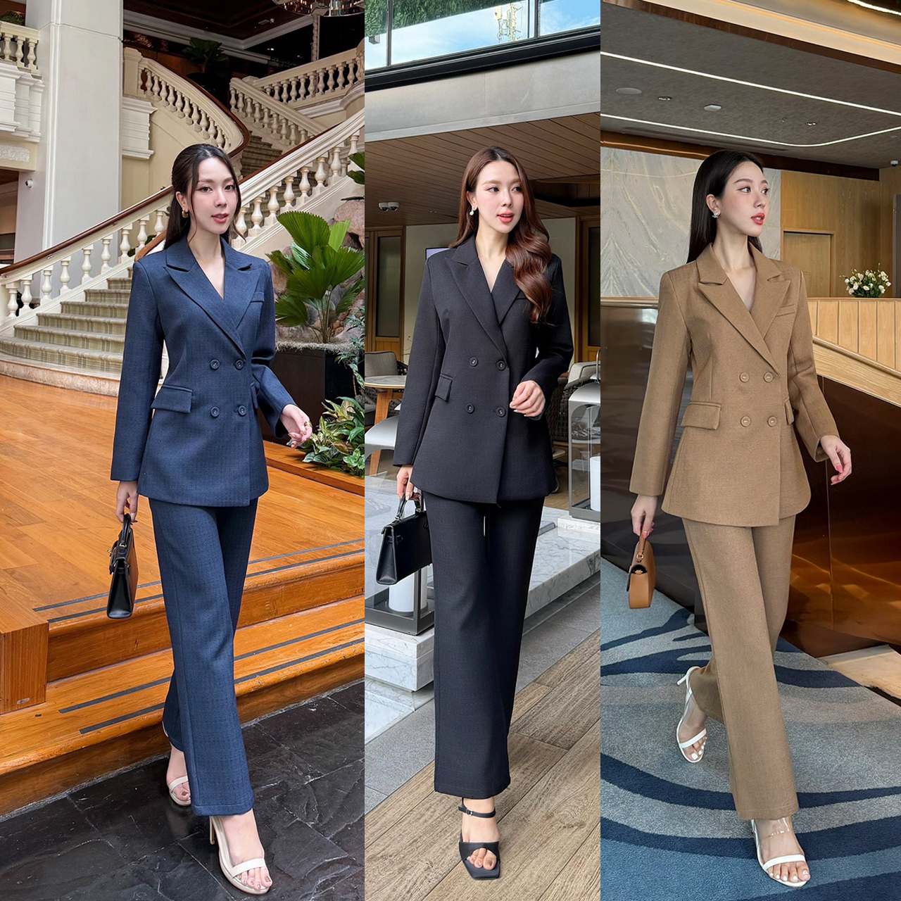 kudapy เซ็ทสูท ผ้าทอชนิดพิเศษ ยับยาก อัดกาวทั้งชุด เสื้อสูททรงทันสมัยออกออกแบบให้มีทรงยาวเข้ารูป