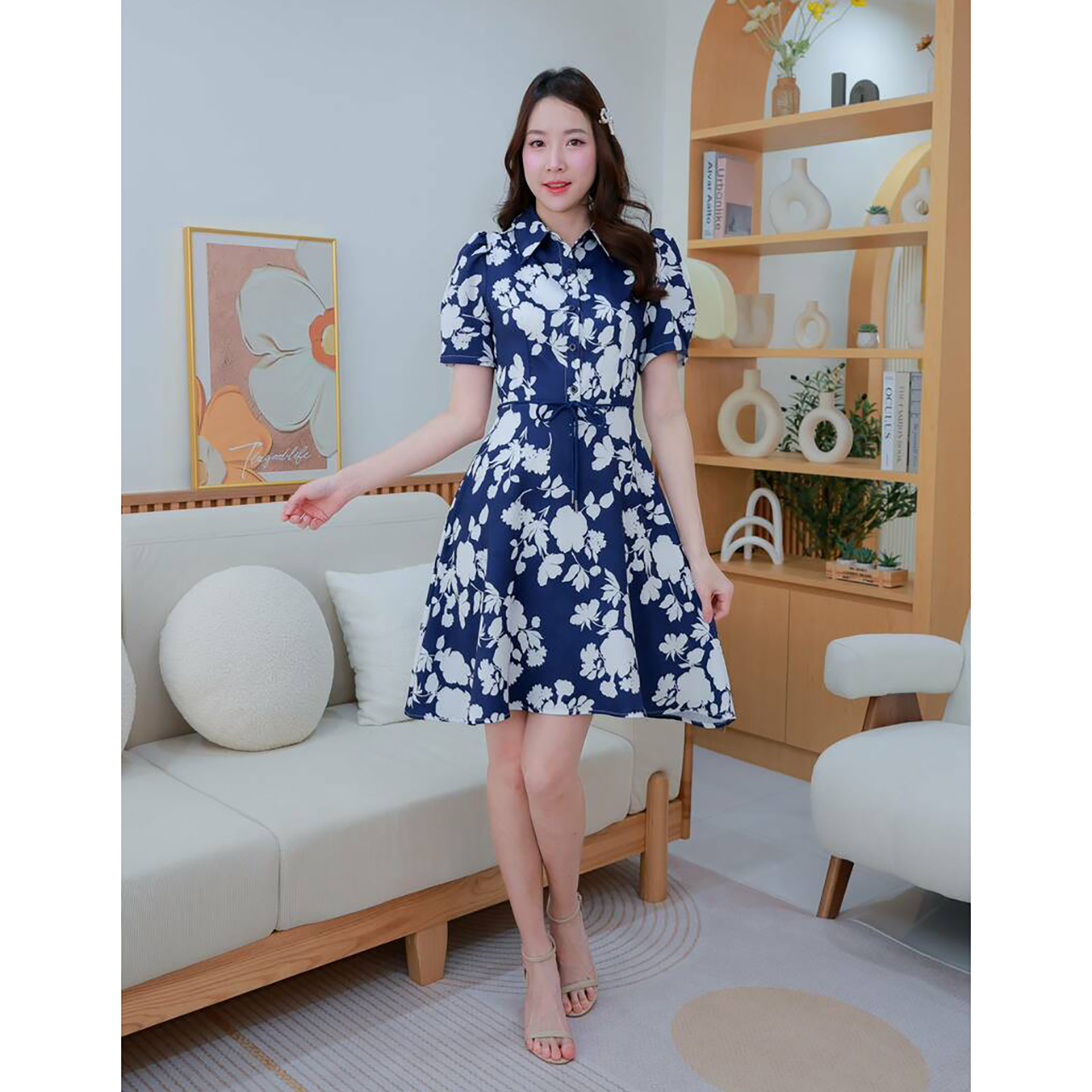 kudapy เดรสยาวลายดอกกระโปรงทรงบาน