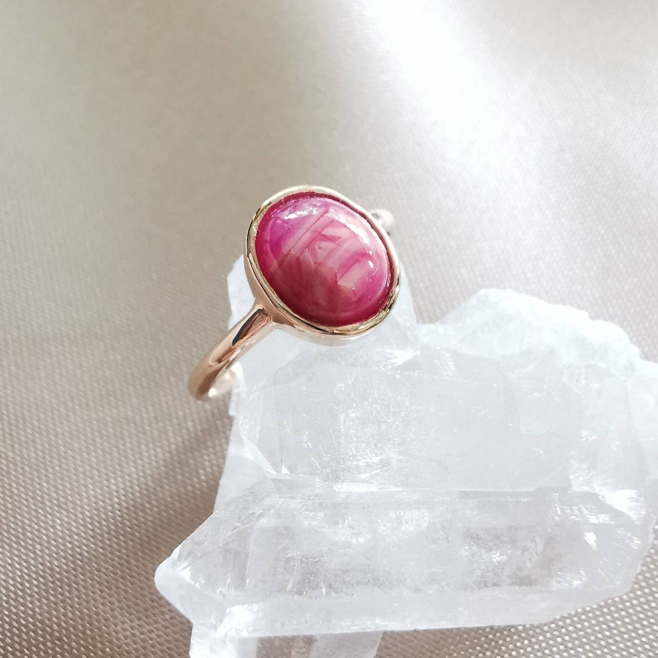 แหวนเงินชุบพิ้งโกลด์พลอยทับทิม Ruby