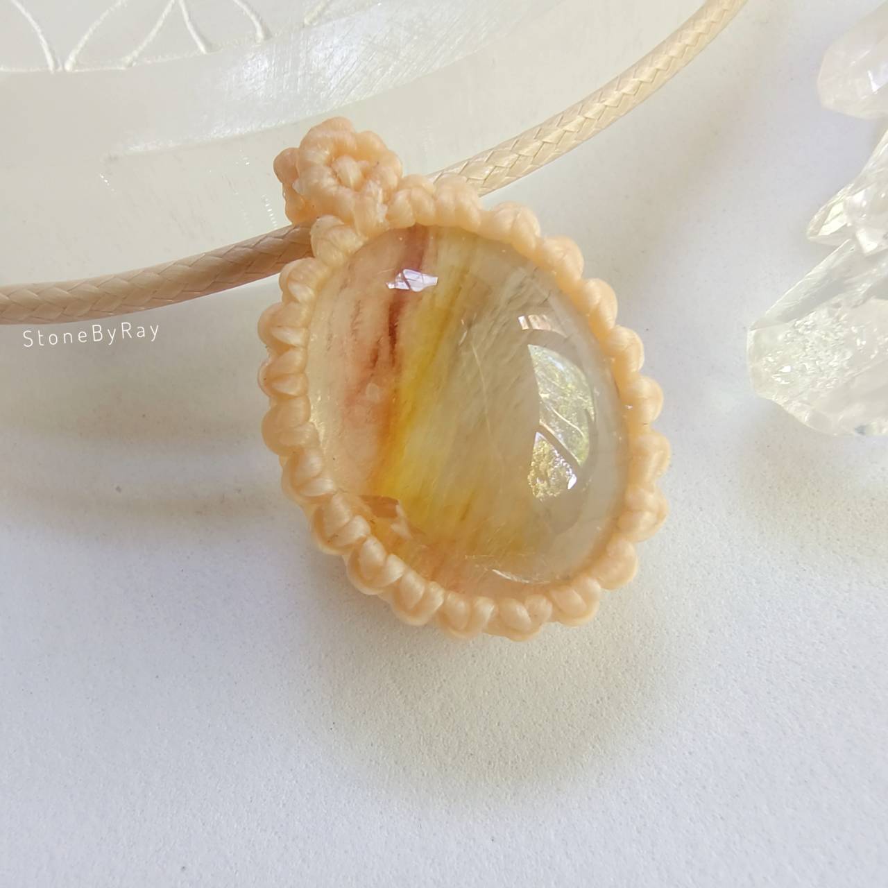 สร้อยคอเชือกจี้หินโป่งข่าม Lodolite Quartz