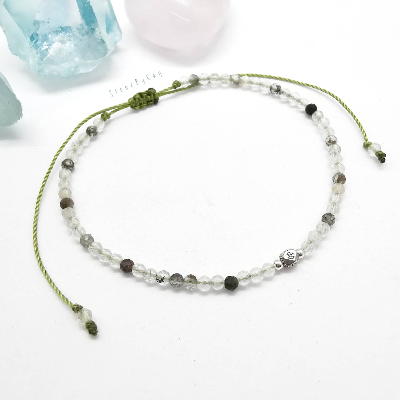 สร้อยข้อมือเชือกหินไหมดำ Black Tourmaline Quartz