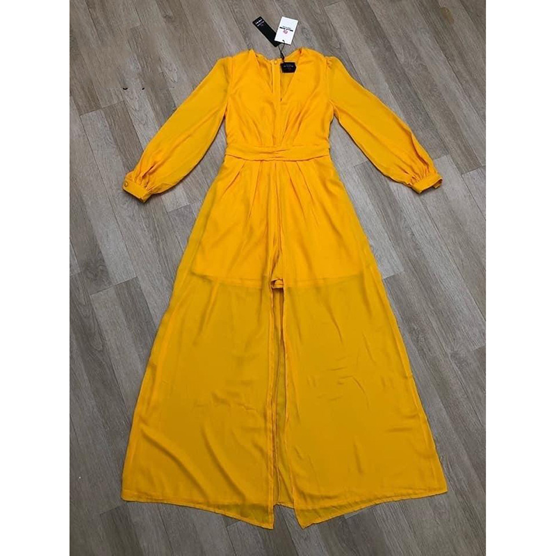 kudapy เดรสจั้ม แขนยาวกระโปรงยาวผ่าหน้า มีกางเกงด้านใน ผ้าพริ้วสวย งานใส่สบาย