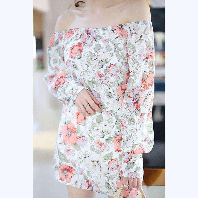 kudapy เดรสสั้นสีดำ,ฟ้า,เหลือง,ขาว ลายดอกใส่เปิดไหล่หรือคอเหลี่ยมก้ดูดีลายสวย