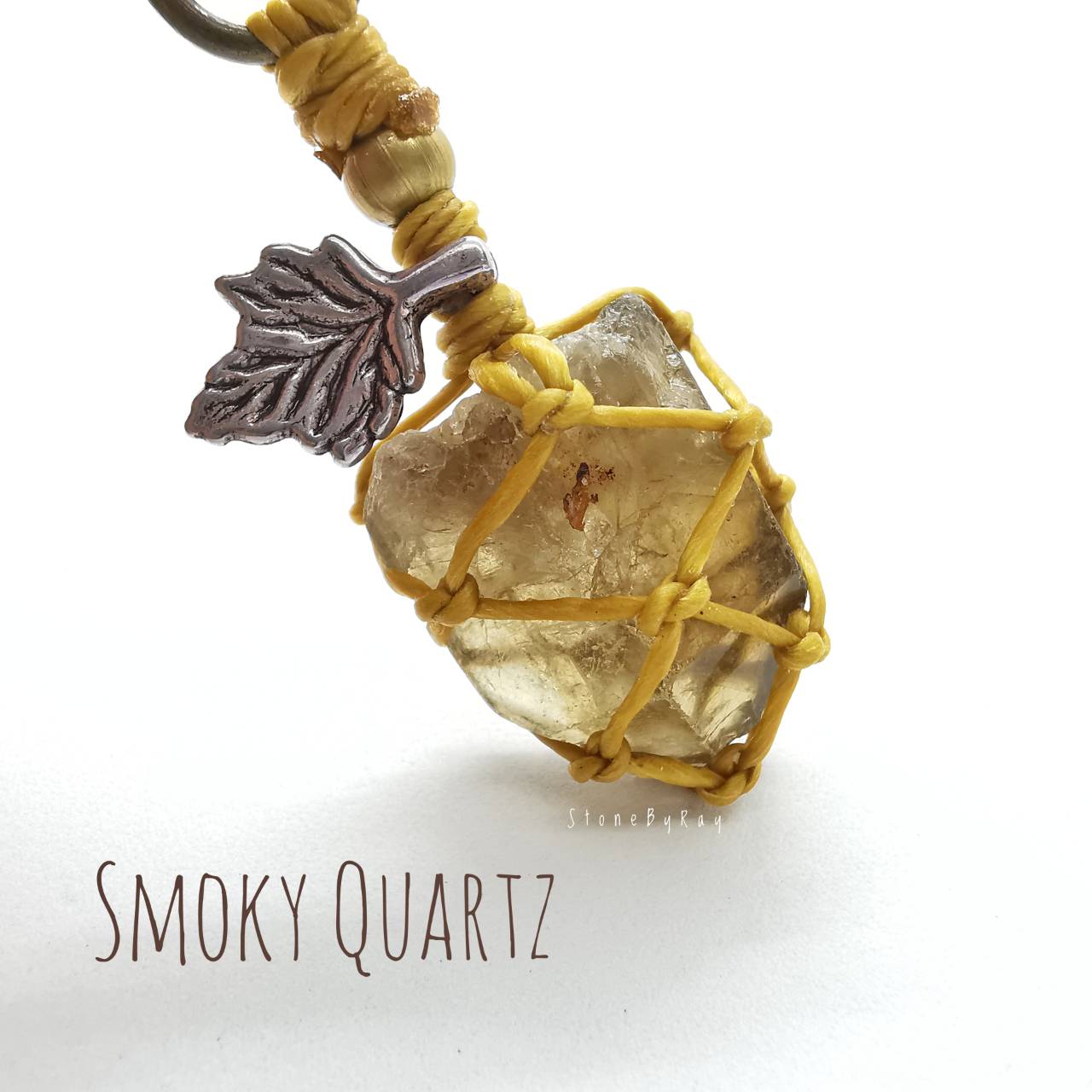 พวงกุญแจเชือกถักหินสโมกกี้ควอตซ์ Smoky Quartz