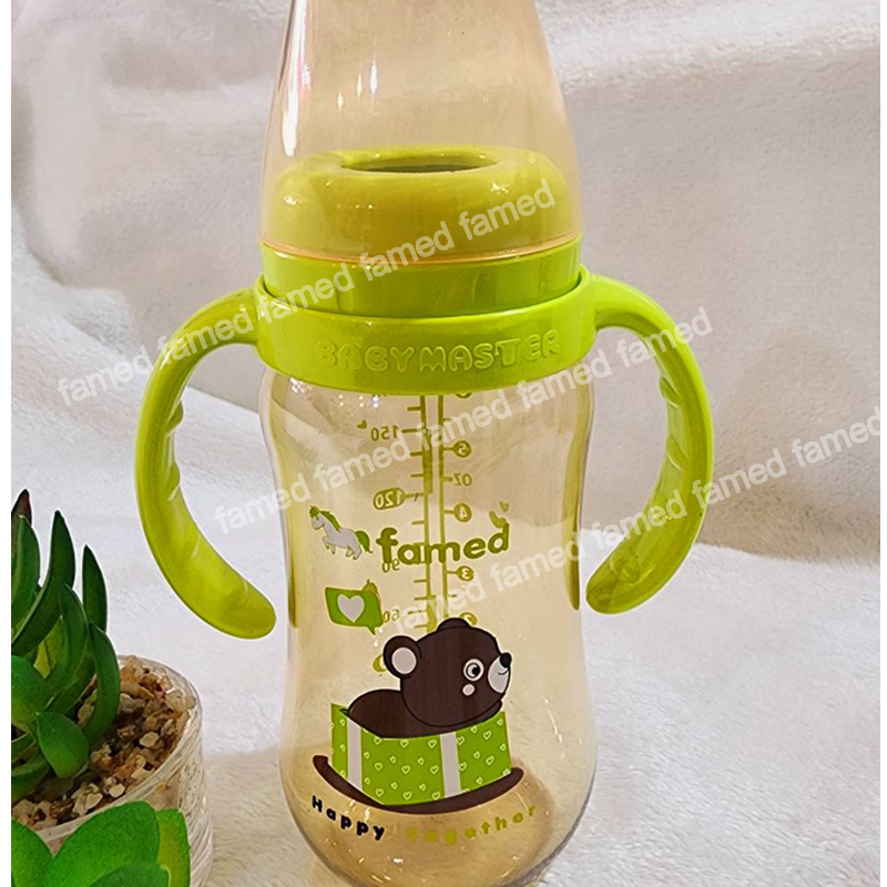 famed ขวดนมคอแคบสีชา PPSU 6ออนซ์ 180มล ทนร้อน ทนทาน