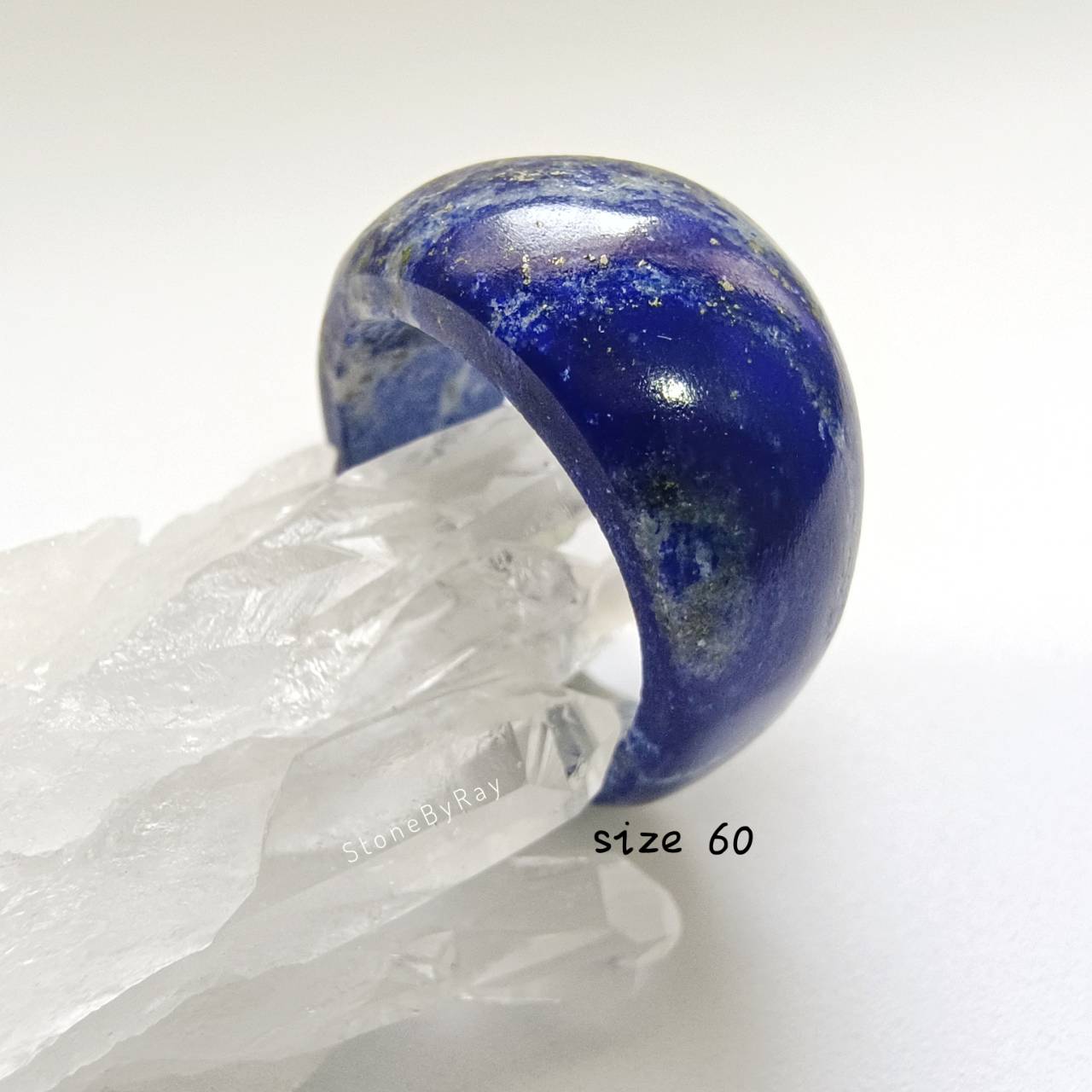 แหวนหินลาพิสลาซูลีเจียรแบบแหวนเกลี้ยงsize60 Lapis Lazuli