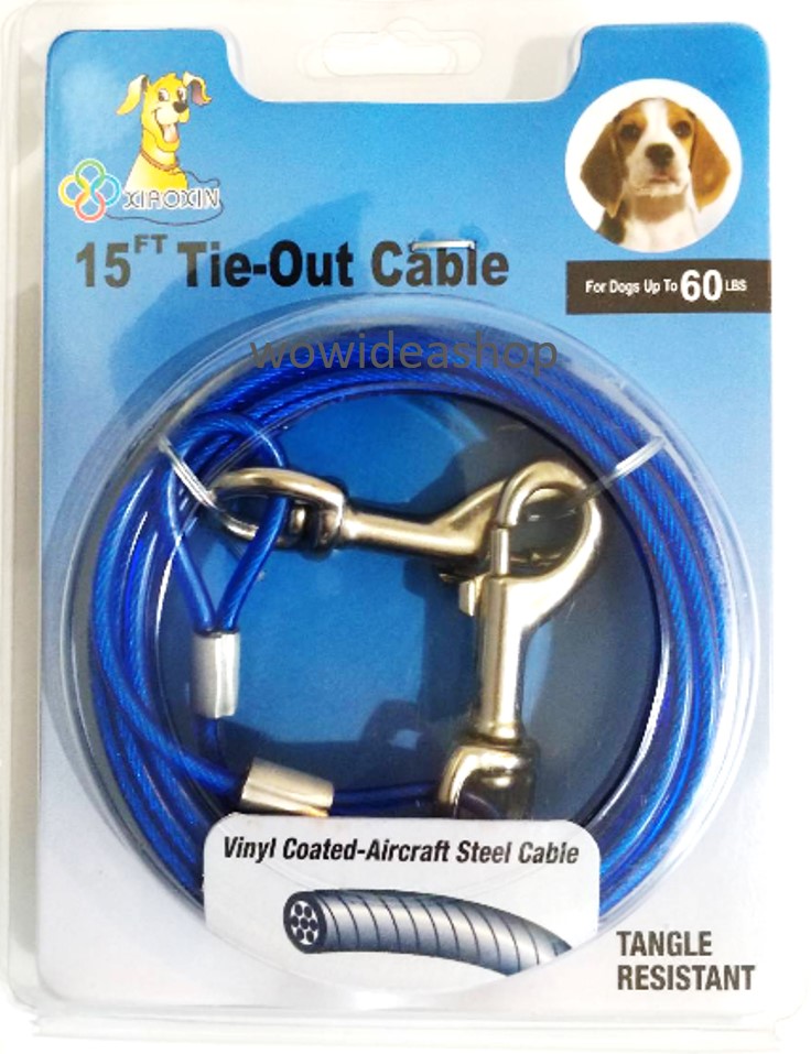 สายจูงสุนัข เชือกจูงสุนัข ความยาว 15 ฟุต สำหรับสุนัขไม่เกิน 60 ปอนด์ Dog Tie Out Cable