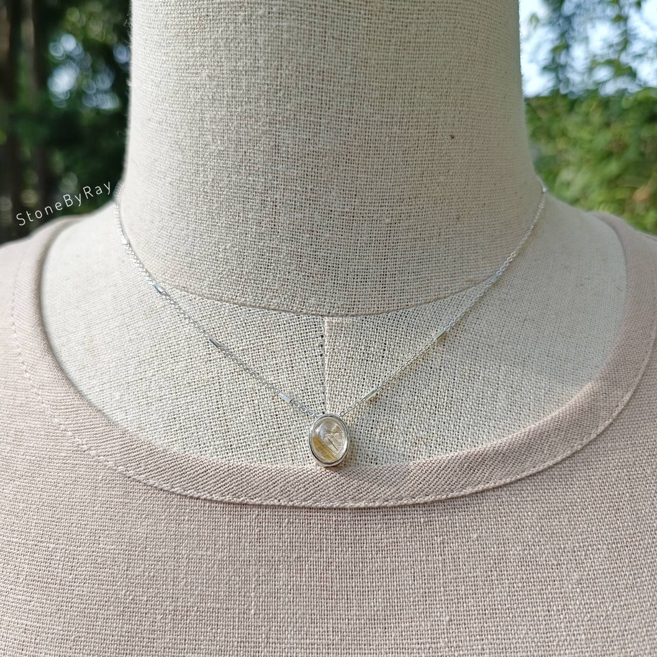 สร้อยคอเงินจี้หินไหมทอง Rutilated Quartz