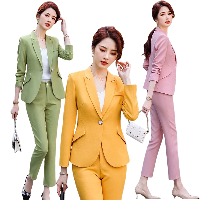 kudapy เซตสูท 3 ชิ้น เสื้อ+กางเกง+สายเดี่ยว ชุดสูทสีชมพู สีเขียว สีเหลือง งานตักเย็บพรีเมี่ยม งานสวย รับประกันคุณภาพค่ะ