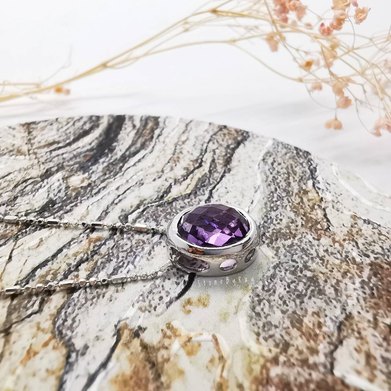 สร้อยคอเงินจี้พลอยอเมทิสต์(Amethyst)