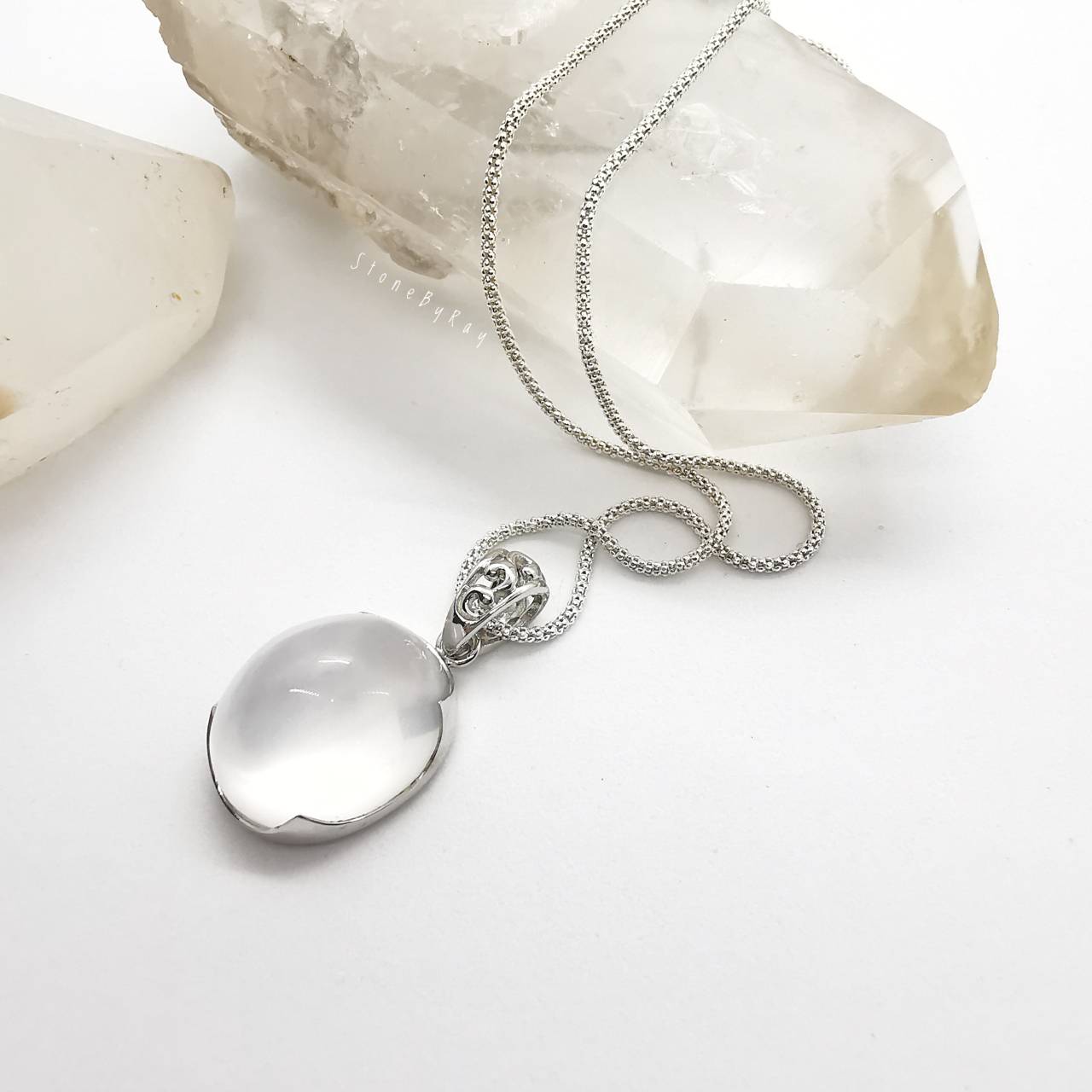 สร้อยคอเงินจี้หินมิลกี้ควอตซ์ Milky Quartz