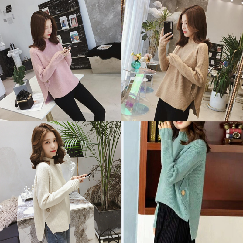 kudapy เสื้อสเวทเตอร์ไหมพรมสีชมพู/สีขาว/สีกากี/สีเขียว แขนยาว เนื้อนุ่ม ใส่สบายยืดได้เยอะ
