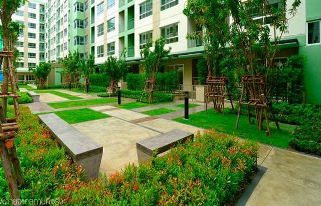 ให้เช่า ลุมพินี วิลล์ อ่อนนุช 46 ชั้น1วิวสวนประตูห้องหันหน้าทิศเหนือระเบียงห้องหันทางทิศใต้ร่มรื่นตลอดทั้งวัน