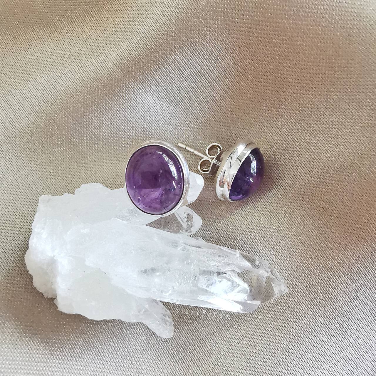 ต่างหูเงินหินอเมทิสต์ Amethyst