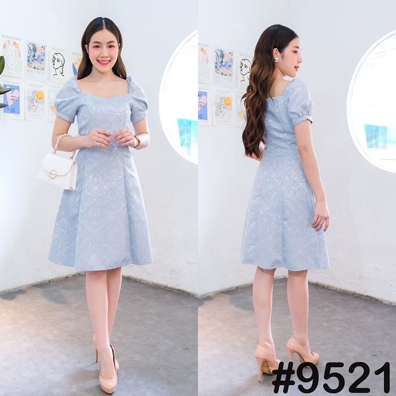 kudapy เดรสสั้นสีชมพู/สีครีม/สีฟ้า แขนตุ๊กตา ทรงอกหัวใจ ปิดหัวไหล่ น่ารักใสๆ เปิดหัวไหล่ เซ็กซี่ขยี้ใจ