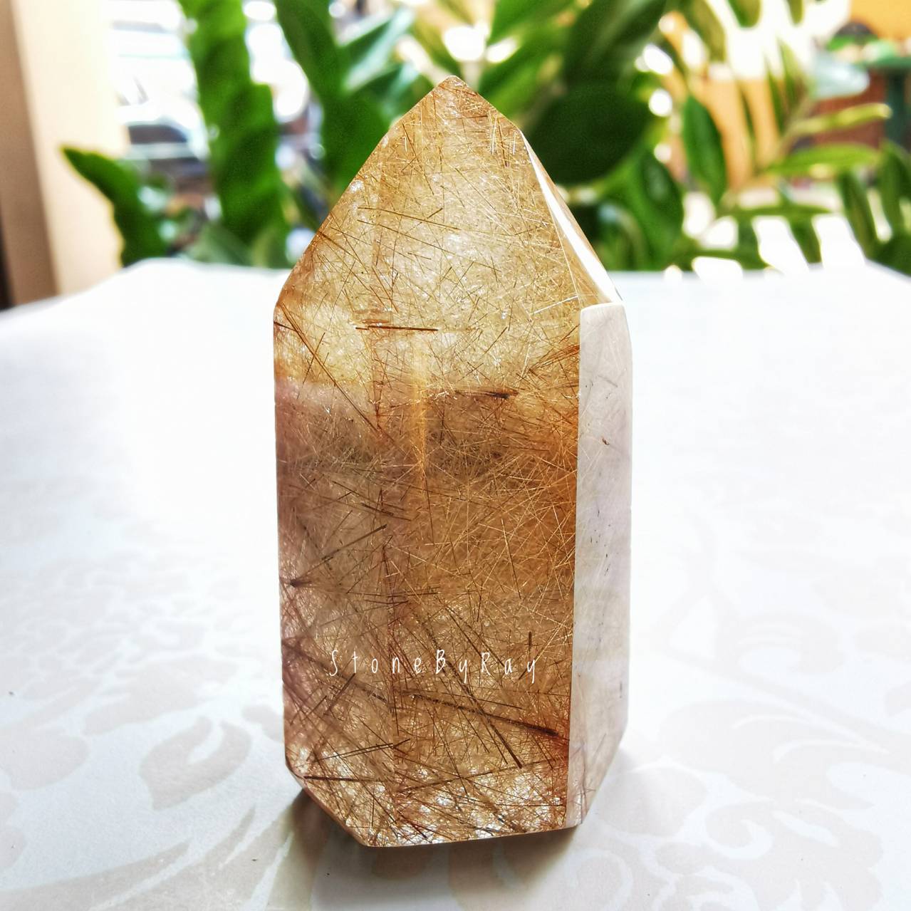 หินไหมเศรษฐีเจียรทรงแท่ง Rutilated Quartz