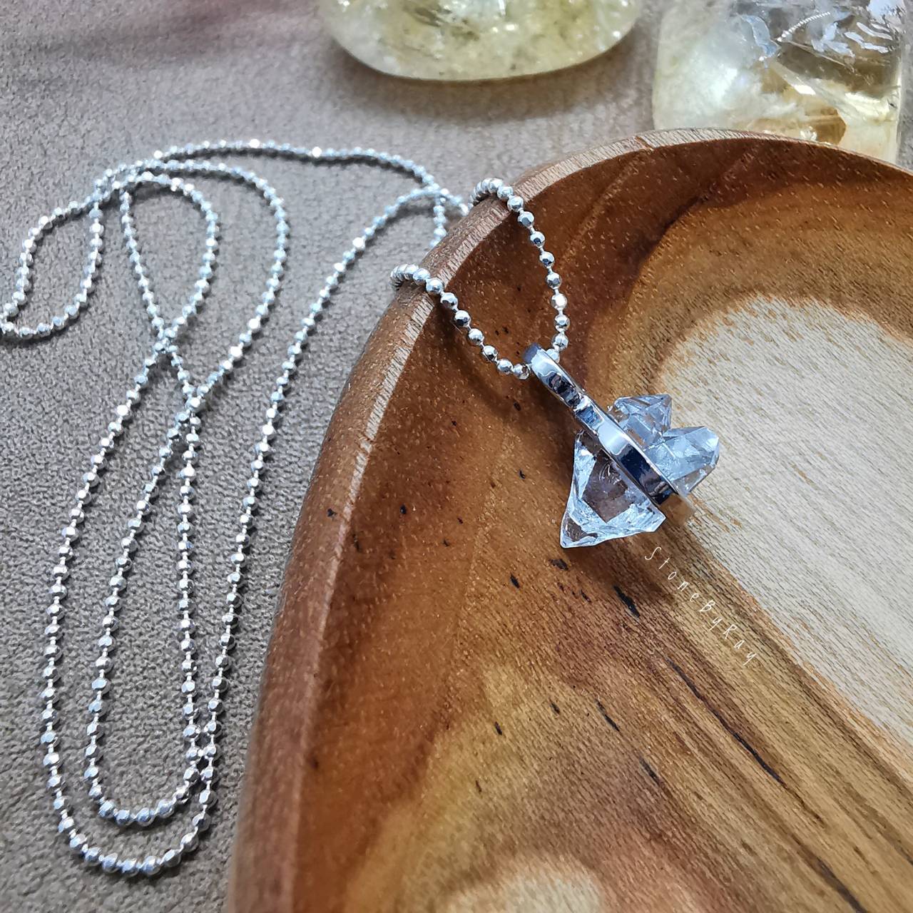 สร้อยคอเงินจี้หินเฮอร์คิเมอร์ไดม่อน Herkimer Diamond