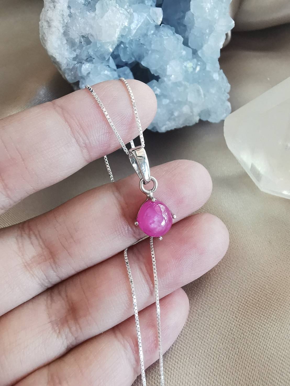 สร้อยคอเงินจี้พลอยทับทิม Ruby