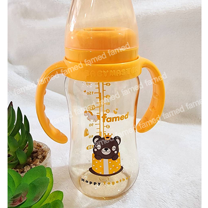 famed ขวดนมคอแคบสีชา PPSU 6ออนซ์ 180มล ทนร้อน ทนทาน