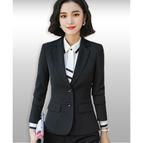kudapy เสื้อสูทผู้หญิงสีดำใส่ทำงานสไตล์เรียบหรู เสื้อสูทแต่งปก แบบตีเกล็ดเข้ารูปหน้าหลัง