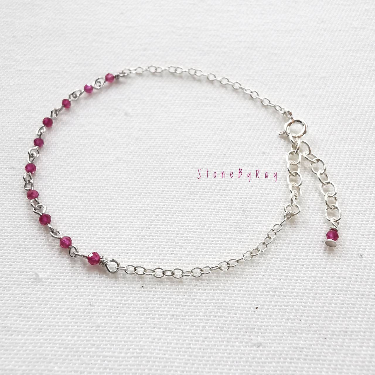 สร้อยข้อมือเงินพลอยทับทิม(Ruby)