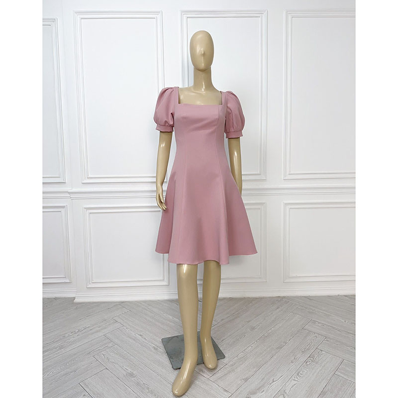 kudapy เดรสสั้นสีขาว/สีชมพู แขนตุ๊กตา กระโปรงทรงบาน ลุคสวยหวาน เรียบหรูดูดี ใส่ออกงาน ชุดไปงานแต่งกลางวัน/กลางคืน