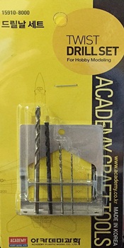 15910 twist drill set (academy) เซตไส้สว่าน 0.5, 1.0, 1.5, 2.5, 3.0 mm.