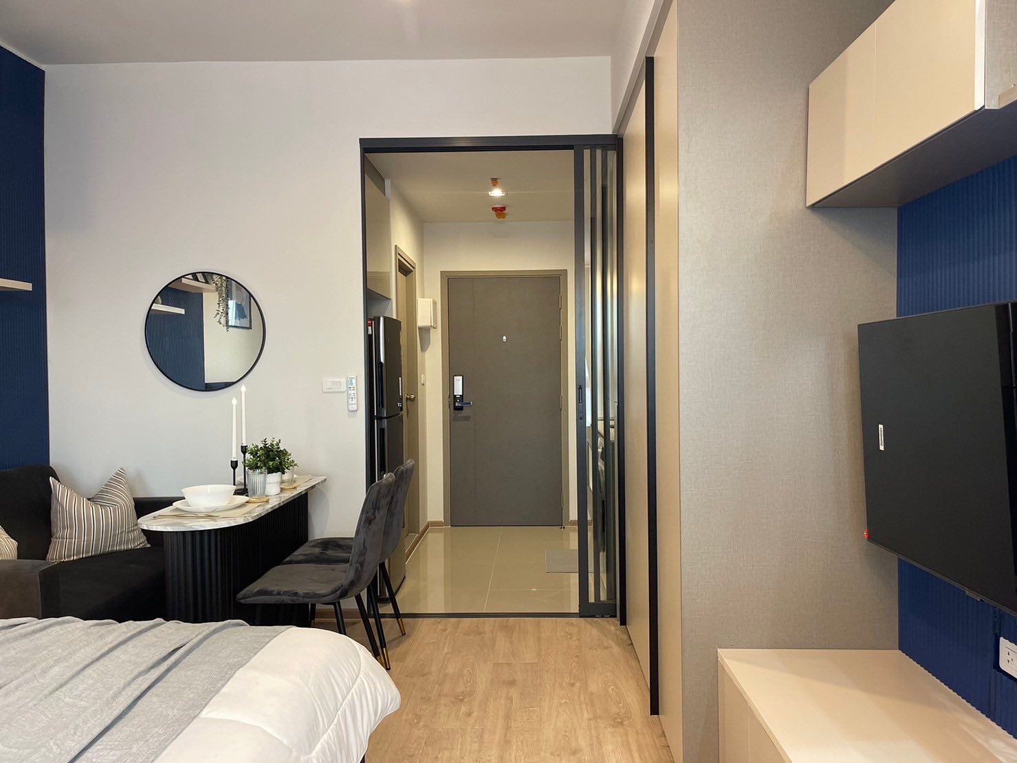 ให้เช่าห้องแบบ Studio 1ห้องน้ำ 1ครัวปิด โซนพื้นที่ MRT พระราม 9 คอนโด IDEO Rama 9-Asoke (ไอดีโอ พระราม 9-อโศก) High Rise ขนาดห้อง 27 ตรม. ชั้น 19