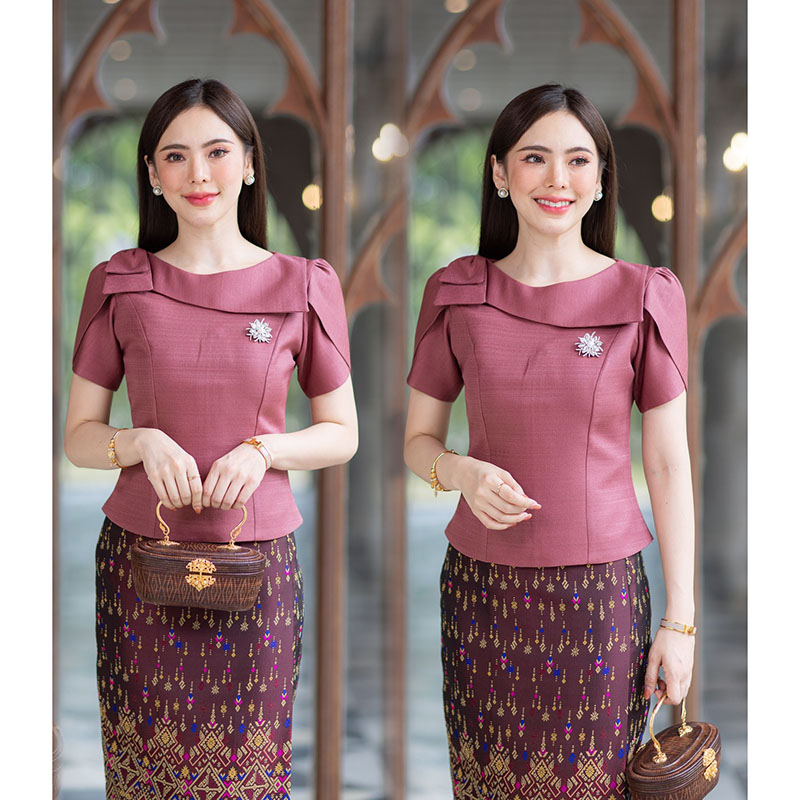 kudapy เสื้อสีขาว/สีชมพู/สีม่วงอมแดง งานผ้าไหมฝรั่งเศสสีพื้น อัดกาวให้ทั้งตัว ทรงสวยตามแบบ การตัดเย็บเนียบ ทรงสวย ใส่สวยทุกรูปร่าง (เฉพาะเสื้อ)