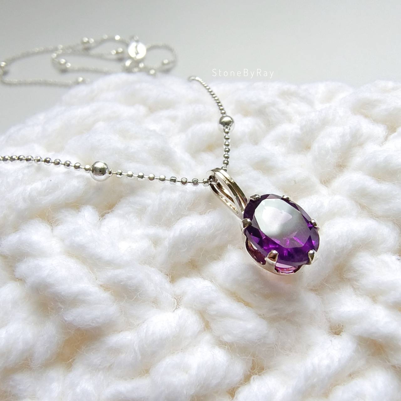 สร้อยคอเงินจี้หินอเมทิสต์ Amethyst