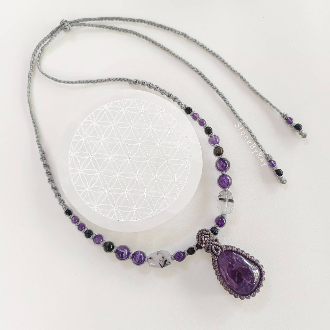 สร้อยคอเชือกถักจี้หินอเมทิสต์ Amethyst