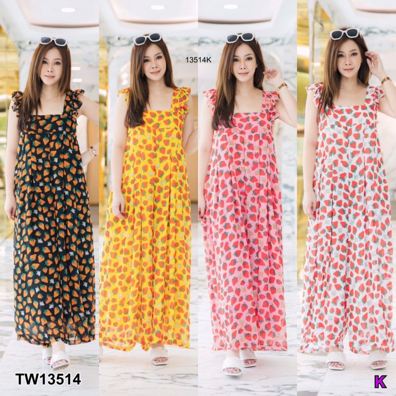 kudapy Jumpsuit #สาวอวบ จั๊มสูทสายเดี่ยว แต่งระบาย มีกระเป๋าล้วงข้างลำตัว เนื้อผ้าชีฟอง พริ้วใส่ไปทะเล