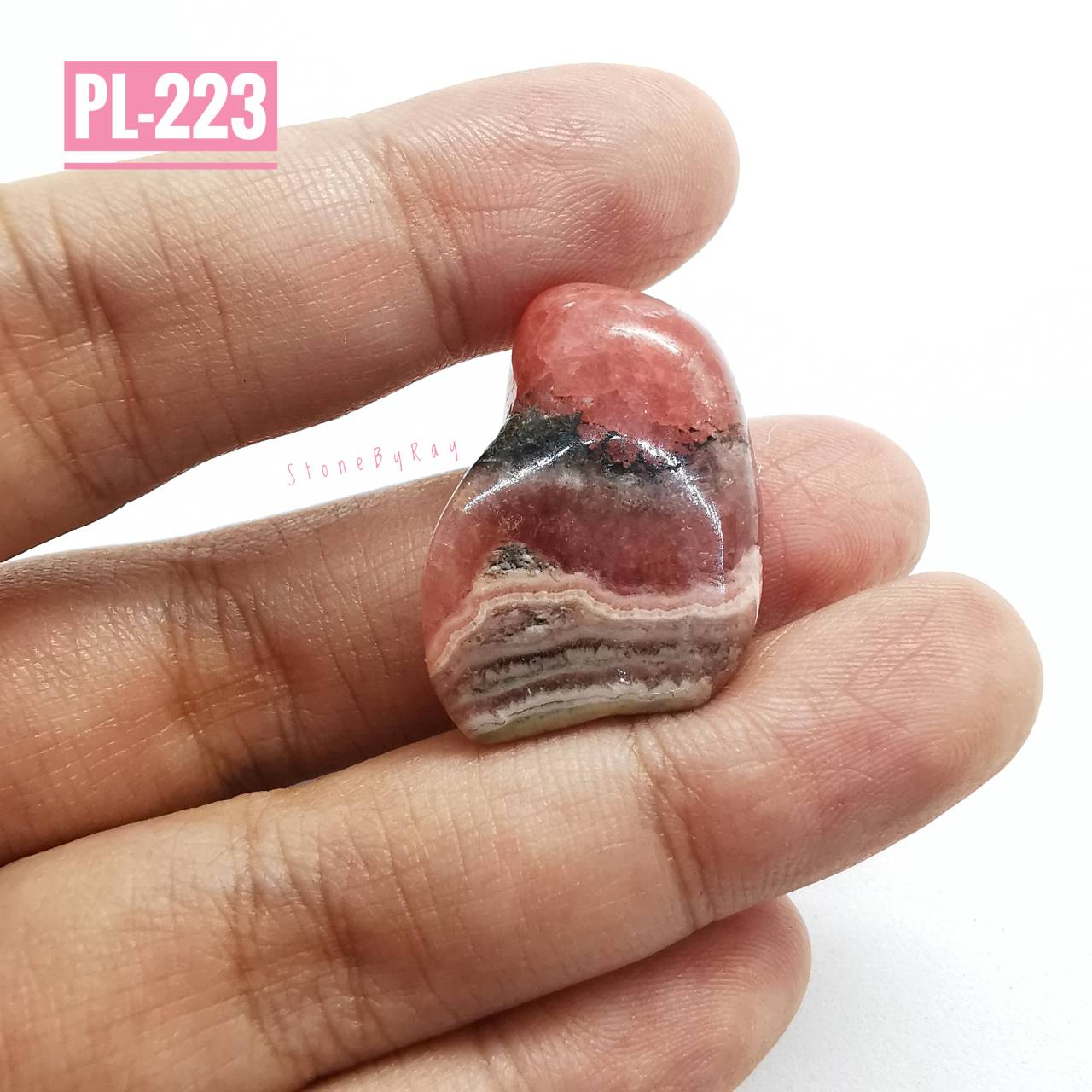 หินโรโดโครไซต์ขัดเงาทรงธรรมชาติ Rhodochrosite