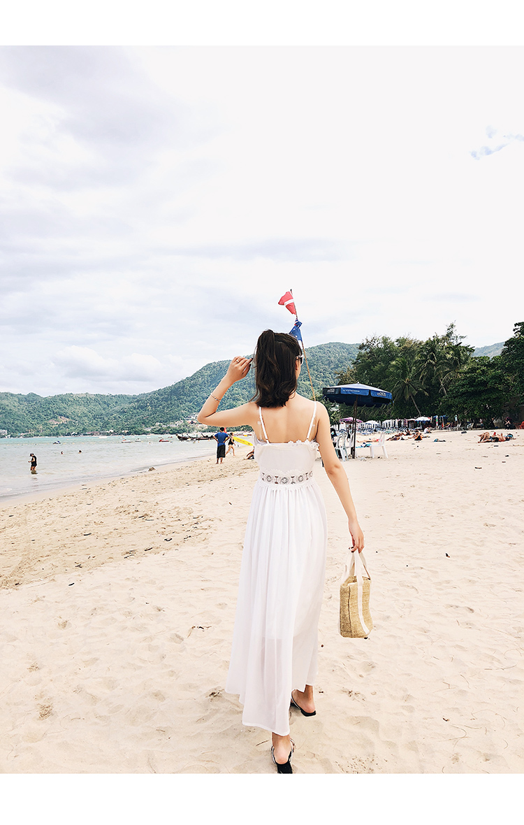 kudapy แมกซี่เดรสสายเดี่ยวสีขาว ผ้าชีฟองเนื้อดี ทิ้งตัวสวยมาก